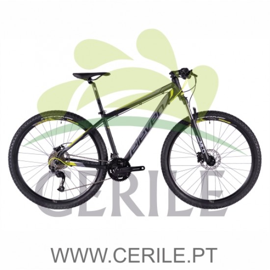 BICICLETA 29 ELEVEN VORTEX 3.0 HOMEM ALUMÍNIO (DISCO HIDRAULICO-SUSPENSÃO) 2X9V PRETO/VERDE L