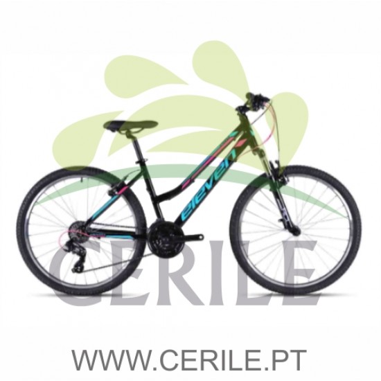 BICICLETA 26 ELEVEN PRO SENHORA ALUMÍNIO ( SUSPENSÃO ) 21V PRETA