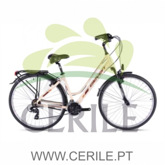 BICICLETA 28" ELEVEN CONFORT SENHORA ALUMÍNIO (SUSPENSÃO) 21V CREME