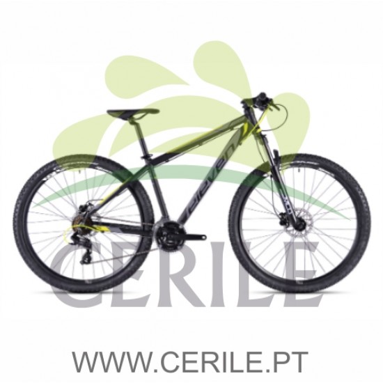 BICICLETA 29 ELEVEN VORTEX 1.0 HOMEM ALUMÍNIO ( DISCO HIDRÁULICO-SUSPENSÃO ) 24V PRETO / VERDE M