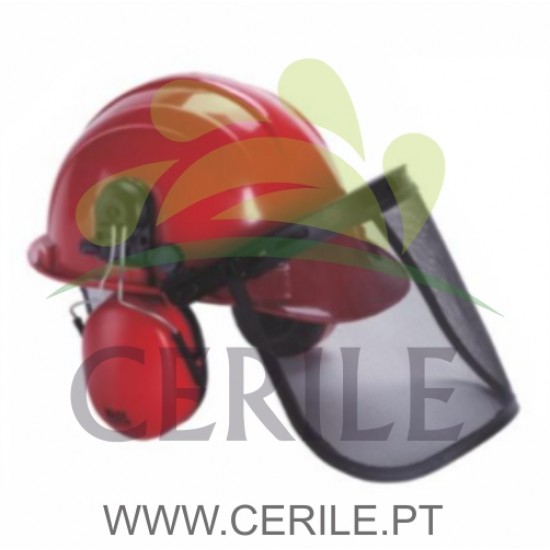 CAPACETE VISEIRA PROTEÇÃO PROFISSIONAL KIPA COMPLETO C/ REDE E PROTETOR OUVIDO 8" X 15,5"