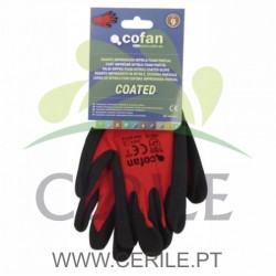 LUVAS DE NITRILO IMPREGNADA REVESTIDA VERMELHO/PRETO