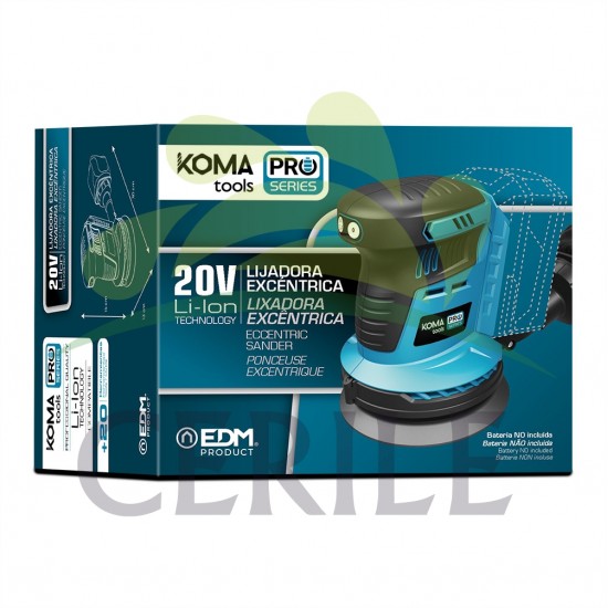 LIXADORA EXCENTRICA 20V BRUSHLESS (SEM BATERIA E CARREGADOR) KOMA TOOLS PRO SERIES BATTERY