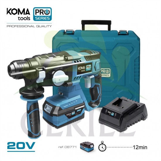 KIT BERBEQUIM DE MARTELO DEMOLIDOR 20V KOMA TOOLS PRO SERIES BATTERY