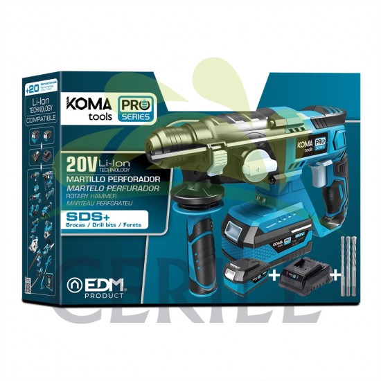 KIT BERBEQUIM DE MARTELO DEMOLIDOR 20V KOMA TOOLS PRO SERIES BATTERY