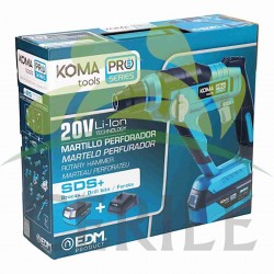 KIT ESTOJO COM MARTELO ROTATIVO 20 V COM BATERIA E CARREGADOR KOMA TOOLS