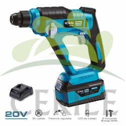 KIT ESTOJO COM MARTELO ROTATIVO 20 V COM BATERIA E CARREGADOR KOMA TOOLS