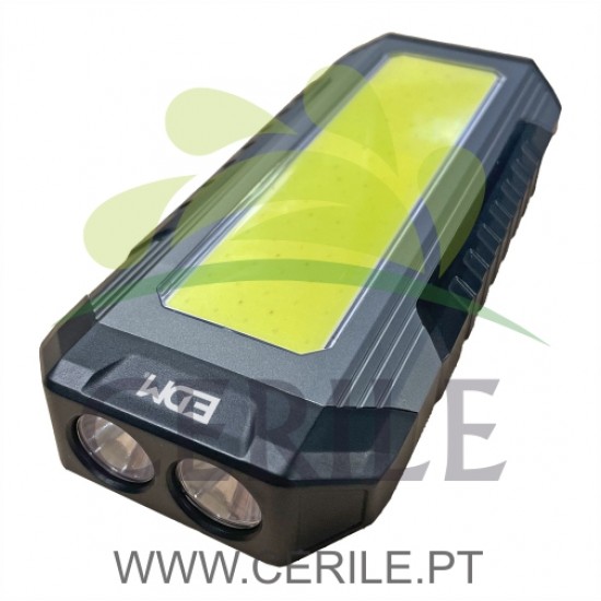 LANTERNA RECARREGÁVEL XL 10W 3 LEDS 1000Lm 2x2000mAh EDM