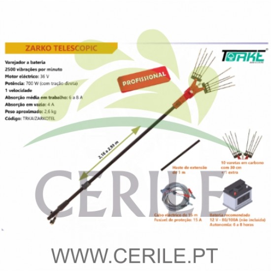VAREJADOR ELÉTRICO PROFISSIONAL HASTE TELESCÓPICA TORKE ZARKO TELESCOPIC